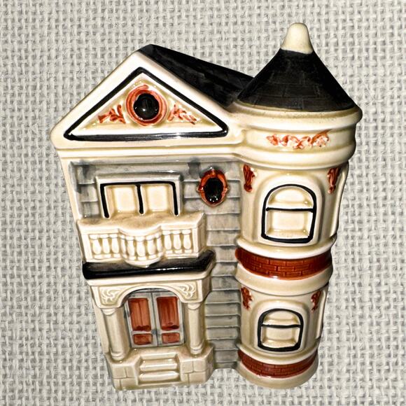 Vintage 1979 Otagiri Handpainted Victorian House Ceramic Bank Japan - Picture 2 of 9